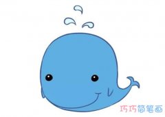 卡通喷水鲸鱼要怎么画简单可爱_鲸鱼简笔画图片