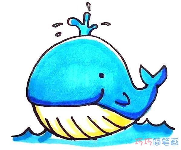 蓝色鲸鱼怎么画可爱好看_金鱼简笔画图片