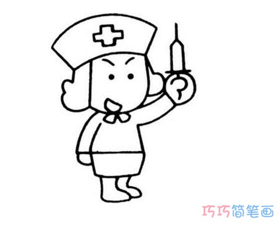 护士打针卡通形象怎么画_护士简笔画图片