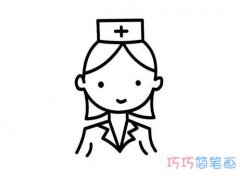 戴帽子女护士怎么画简单可爱_护士简笔画图片
