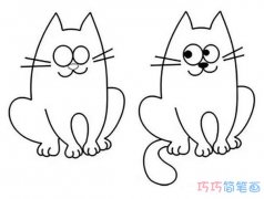 机灵小猫的画法步骤图解简单好看_小猫简笔画图片