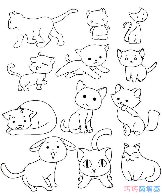 各种可爱小猫怎么画简单_小猫简笔画图片