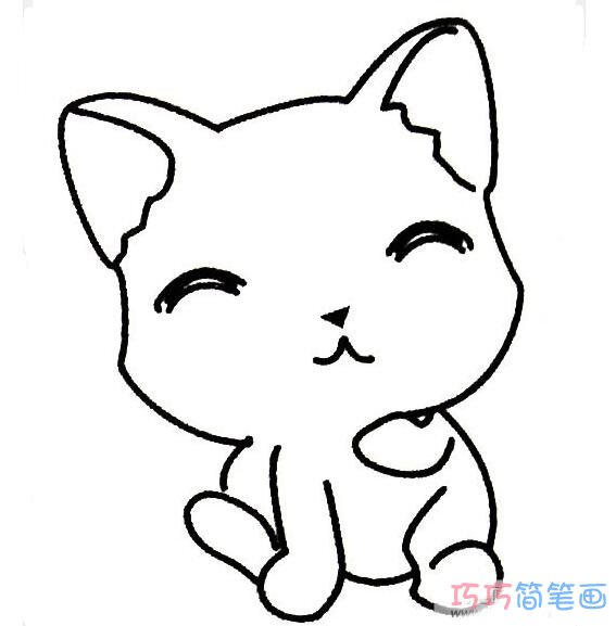 幼儿小猫怎么画可爱好看_微笑小猫简笔画图片