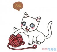 玩毛线球小猫要怎么画简单好看_小猫简笔画图片