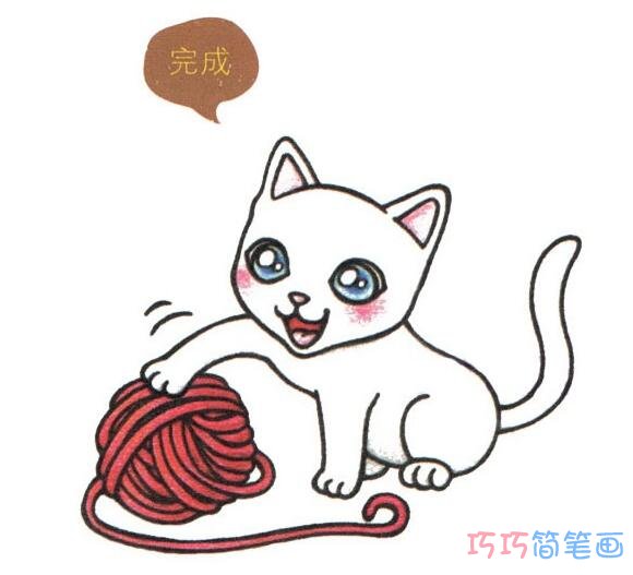 玩毛线球小猫要怎么画简洁好看_小猫简笔画图片