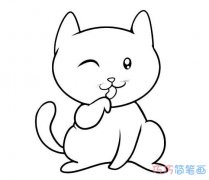 开心小猫的画法简单可爱_卡通小猫简笔画图片