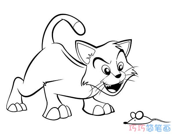猫捉老鼠怎么画简单_小猫简笔画图片