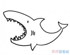 卡通凶猛鲨鱼的画法简单好看_鲨鱼简笔画图片