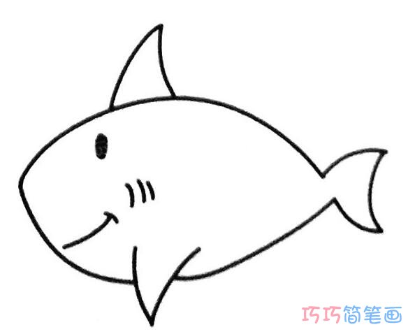 幼儿鲨鱼要怎么画简单好看_鲨鱼简笔画图片