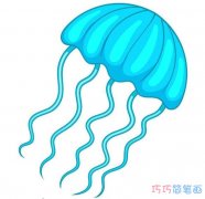 卡通蓝色水母的画法简单漂亮_水母简笔画图片