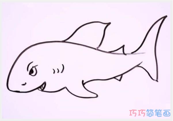 凶猛鲨鱼怎么画简洁好看_鲨鱼简笔画图片