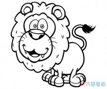 卡通凶猛狮子的画法简单_狮子儿童简笔画图片
