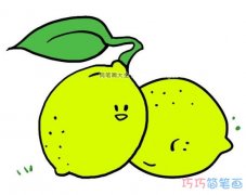 两颗柠檬怎么画简单好看涂色_柠檬简笔画图片