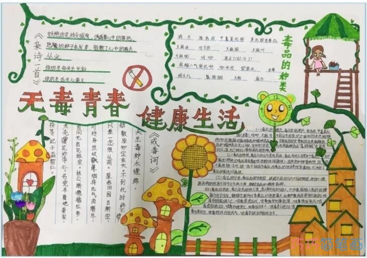 小学生无毒生活手抄报内容资料_禁毒手抄报图片