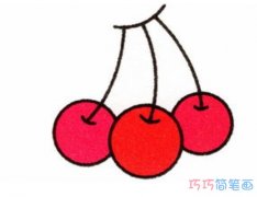 卡通红色樱桃的画法带步骤简单_樱桃简笔画图片