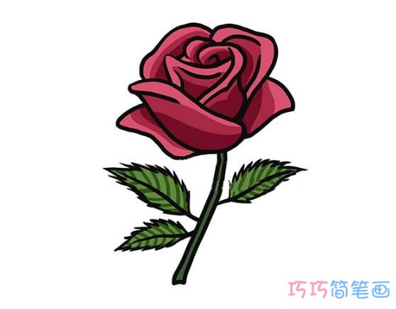 红色玫瑰花怎么画更美艳_玫瑰花简笔画图片