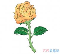 如何画黄色玫瑰花简单又漂亮涂色_玫瑰花简笔画图片