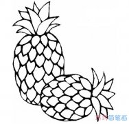 卡通彩色菠萝怎么画简单涂颜色_菠萝简笔画图片
