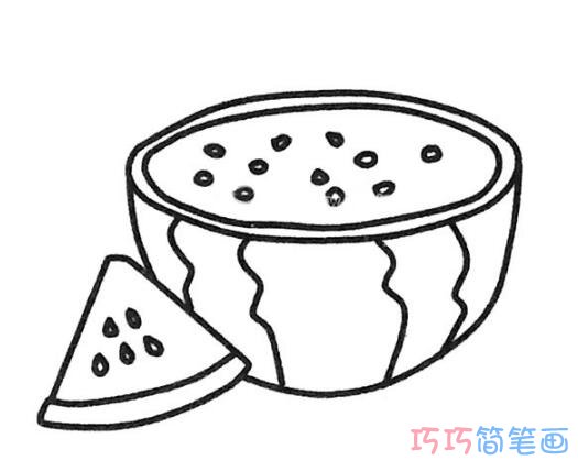 切西瓜怎么画简洁好画_西瓜简笔画图片