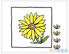 如何画黄色卡通菊花带步骤_菊花简笔画图片