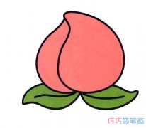 粉红桃子怎么画简单好看彩色_水蜜桃简笔画图片