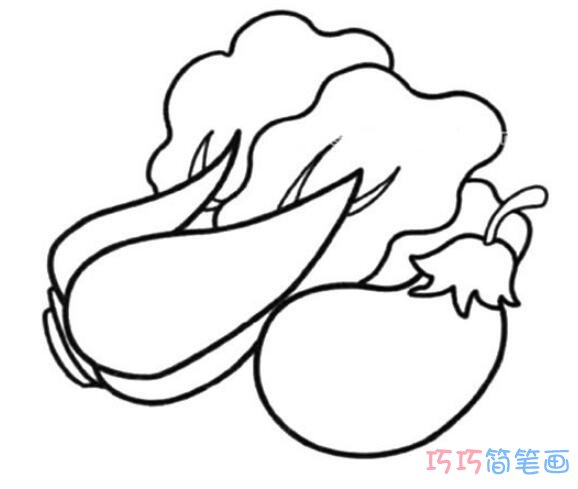 小学生简易卡通大白菜画法_大白菜简笔画图片