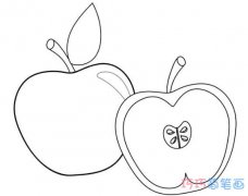卡通切开苹果怎么画简单好看_苹果简笔画图片