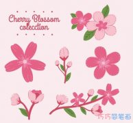 卡通樱花树枝怎么画好看涂色_樱花简笔画图片