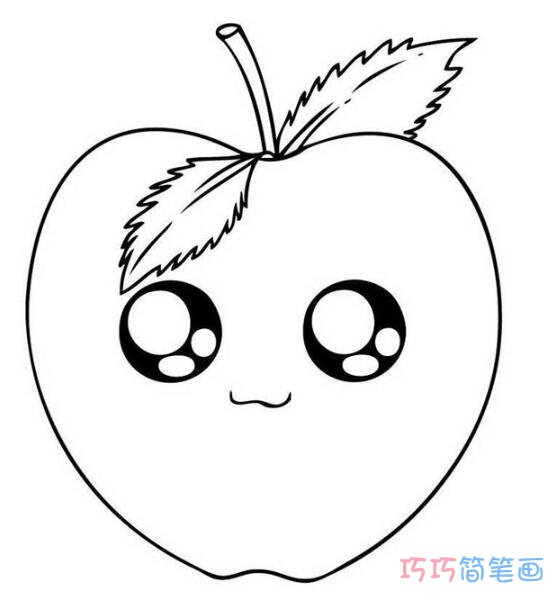 卡通苹果怎么画可爱简单_苹果简笔画图片