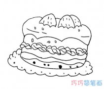 水果草莓生日蛋糕怎么画简单漂亮_蛋糕简笔画图片
