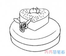 爱心生日蛋糕怎么画简单好看_蛋糕简笔画图片