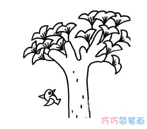 秋天银杏怎么画简洁好画_秋天简笔画图片