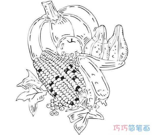 收获的季节怎么画好看_秋天简笔画图片