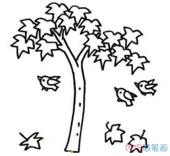 大树与落叶怎么画简单_秋天简笔画图片