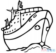 卡通大轮船手绘的画法简单好看_轮船简笔画图片