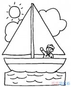 儿童帆船手绘怎么画简单好看_帆船简笔画图片