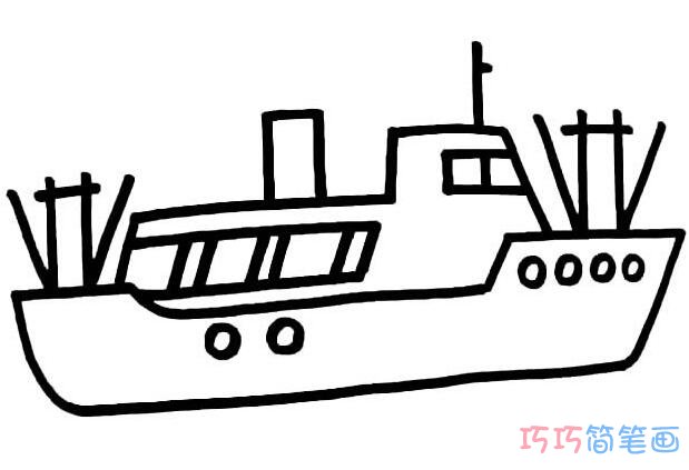 卡通渔船要怎么画好看_渔船简笔画图片