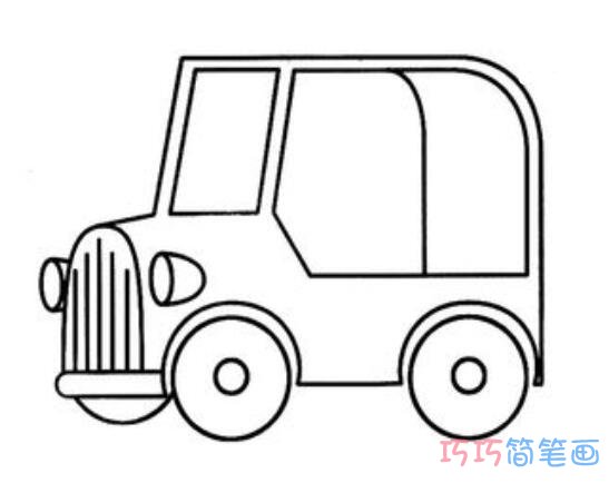 简单实用幼儿吉普车卡通画法_吉普车简笔画图片