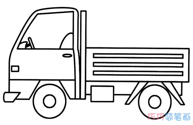 Q版幼儿大卡车卡通画法_卡车简笔画图片