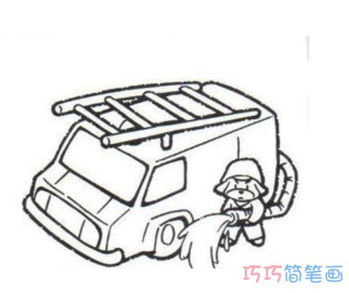 Q版幼儿卡通消防车怎么画简单好看_消防车简笔画图片