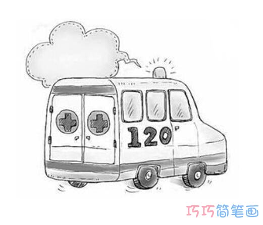 儿童救护车素描怎么画简单好看_救护车简笔画图片
