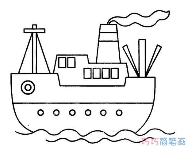 可爱幼儿卡通货船简单画法_货船简笔画图片