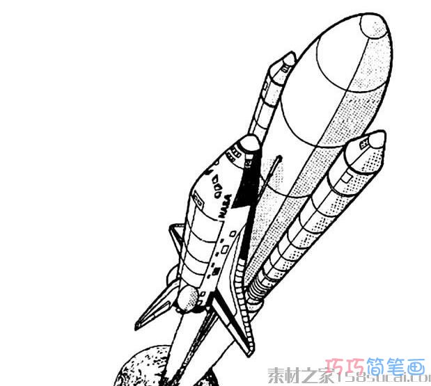 宇宙飞船素描怎么画好看_飞船简笔画图片