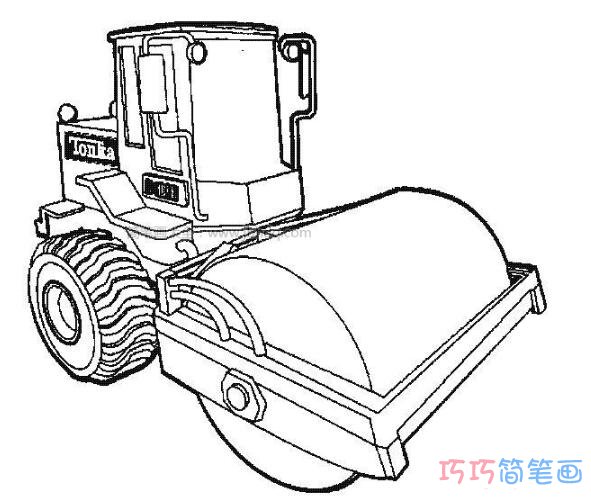 卡通压路机怎么画可爱_压路机简笔画图片