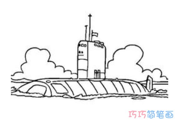 幼儿潜水艇怎么画简单好画_潜水艇简笔画图片