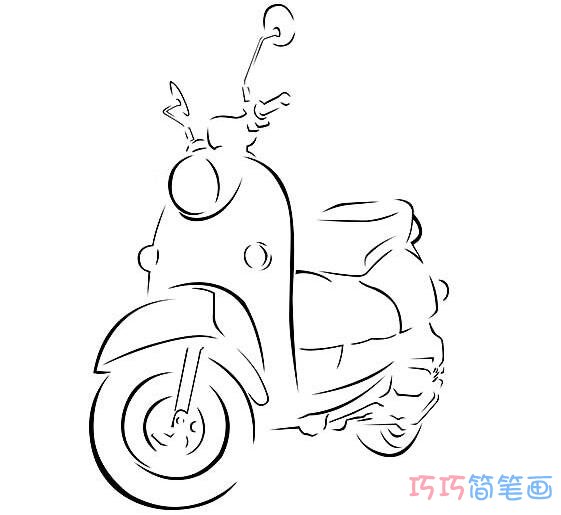 女士摩托车怎么画好看_摩托车简笔画图片