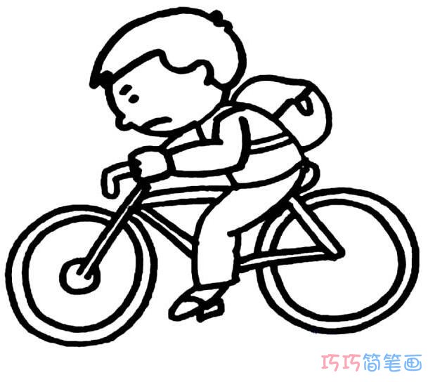 骑自行车小男孩要怎么画简洁好看_自行车简笔画图片