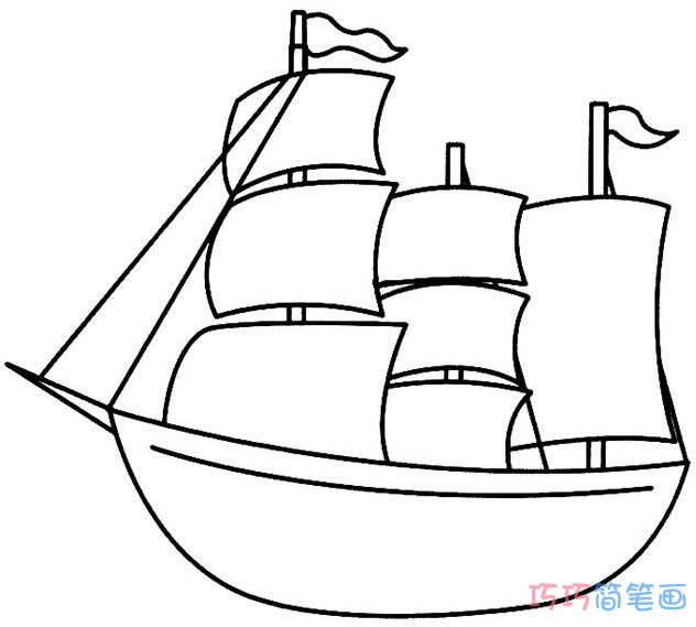 超简单实用卡通帆船画法_帆船简笔画图片