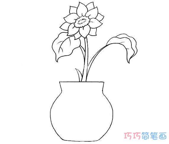 盆栽向日葵要怎么画简单_向日葵简笔画图片