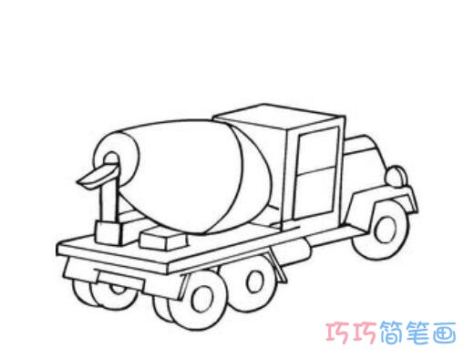 水泥车怎么画简单_带步骤水泥车简笔画图片